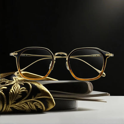 
Monturas de gafas retro cuadradas de titanio con aros completos finos y diseño de esquinas redondeadas