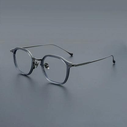 
Monturas de gafas retro cuadradas de titanio con aros completos finos y diseño de esquinas redondeadas - Imagen 4