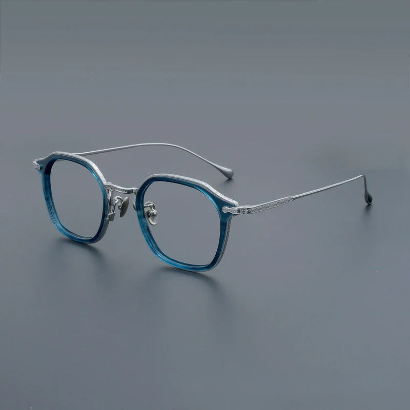 
Monturas de gafas retro cuadradas de titanio con aros completos finos y diseño de esquinas redondeadas