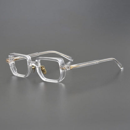 
Monturas de gafas rectangulares retro con aros completos esculpidos y detalles metálicos en las varillas - Imagen 8