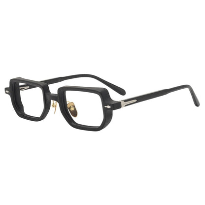 
Monturas de gafas rectangulares retro con aros completos esculpidos y detalles metálicos en las varillas - Imagen 10