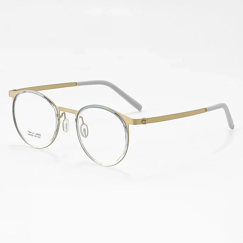 
Monturas de gafas Panto vintage de acetato con aros delgados y detalle de puente recto - Gris y Ámbar