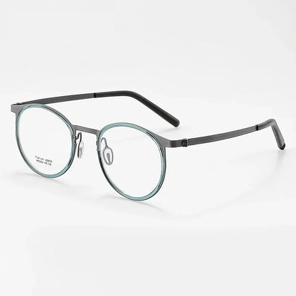 
Monturas de gafas Panto vintage de acetato con aros delgados y detalle de puente recto - Imagen 4