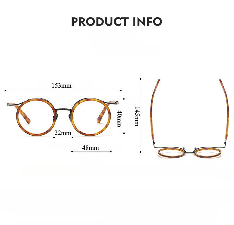 
Monturas de gafas redondas vintage de titanio con puente de metal en varios estilos - Imagen 2