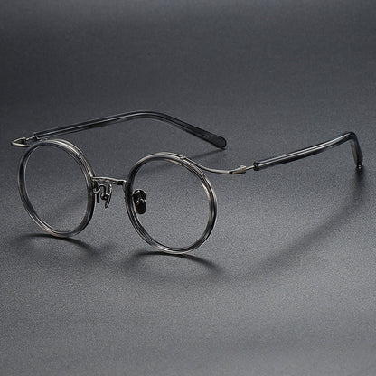 
Monturas de gafas redondas vintage de titanio con puente de metal en varios estilos - Imagen 5