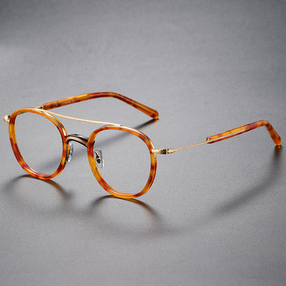 
Monturas de gafas redondas vintage de titanio con puente de metal en varios estilos - Imagen 6