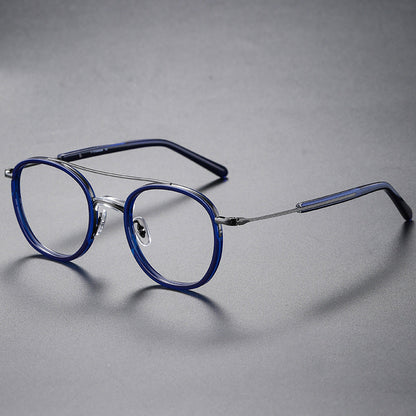 
Monturas de gafas redondas vintage de titanio con puente de metal en varios estilos - Imagen 7