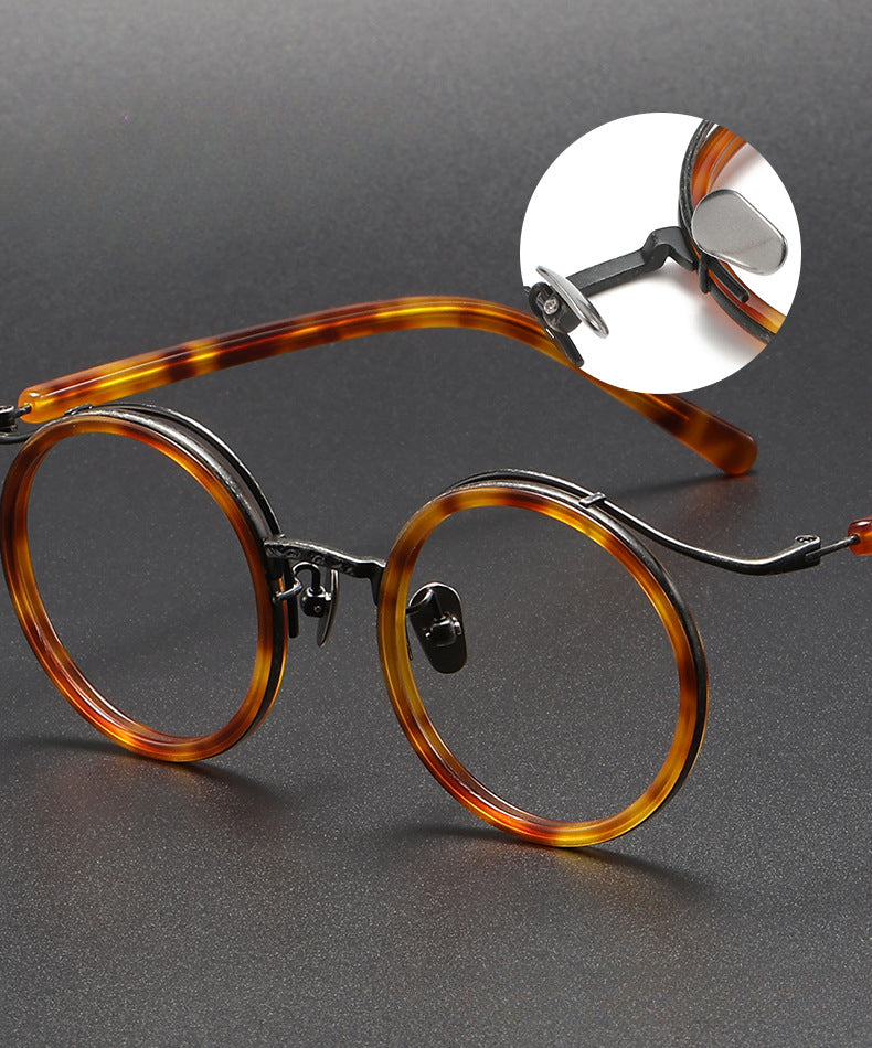 
Monturas de gafas redondas vintage de titanio con puente de metal en varios estilos