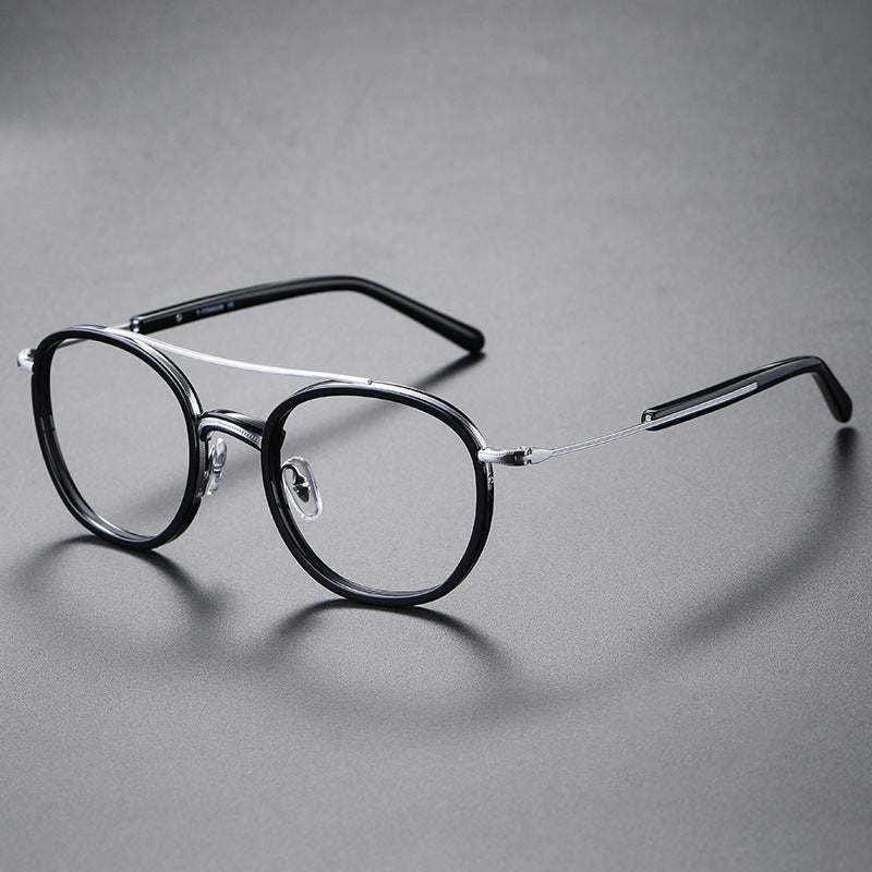 
Monturas de gafas redondas vintage de titanio con puente de metal en varios estilos - Negro y plata