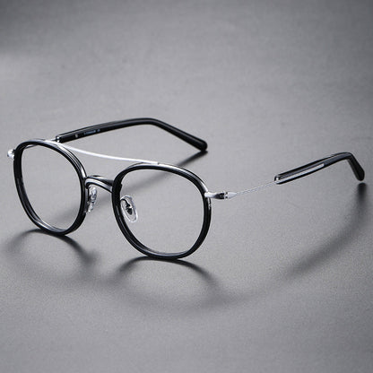 
Monturas de gafas redondas vintage de titanio con puente de metal en varios estilos - Imagen 9