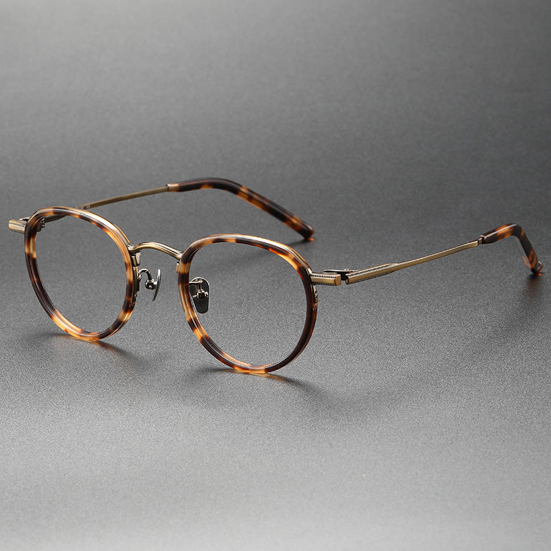 
Monturas de gafas redondas vintage de titanio con puente de metal en varios estilos - Carey y bronce