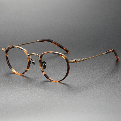 
Monturas de gafas redondas vintage de titanio con puente de metal en varios estilos - Imagen 13