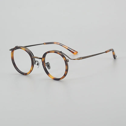 
Monturas de gafas redondas vintage de titanio con puente de metal en varios estilos - Imagen 14