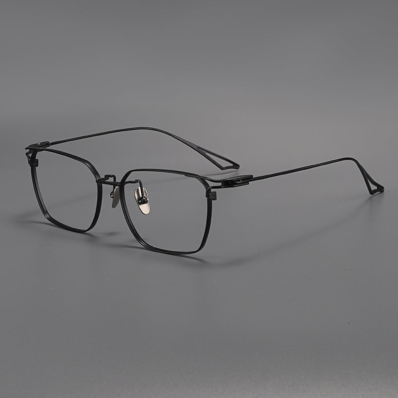 
Montura de gafas vintage cuadradas de titanio con aros completos finos y varillas delgadas