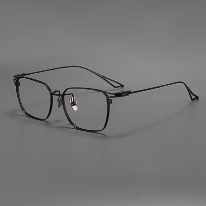 
Montura de gafas vintage cuadradas de titanio con aros completos finos y varillas delgadas