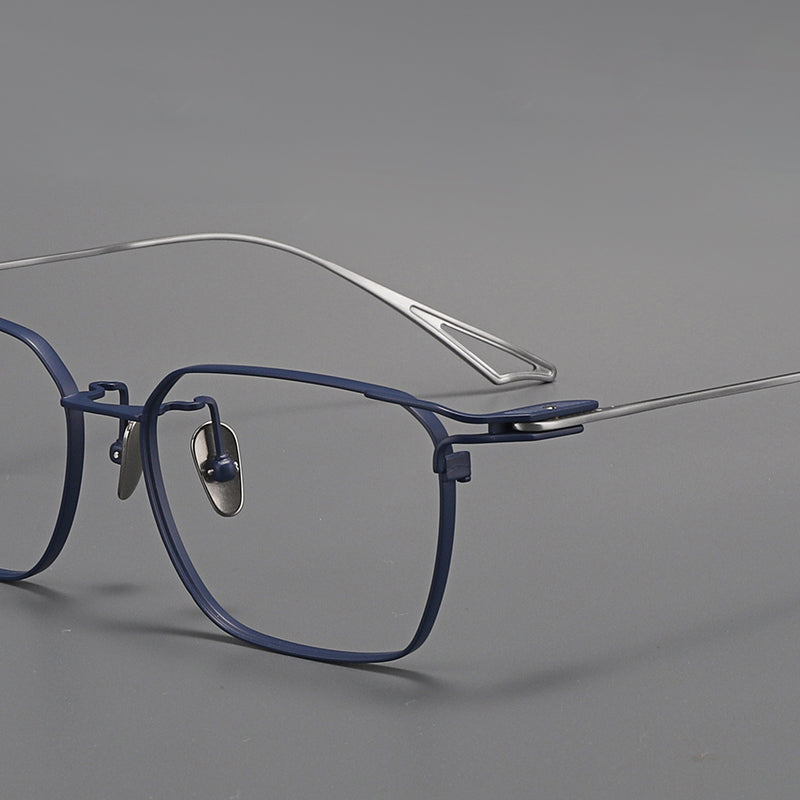 
Montura de gafas vintage cuadradas de titanio con aros completos finos y varillas delgadas