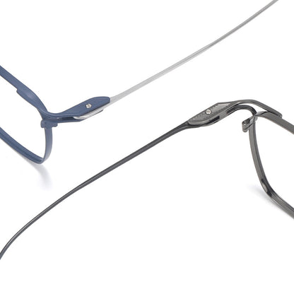 
Montura de gafas vintage cuadradas de titanio con aros completos finos y varillas delgadas - Imagen 9