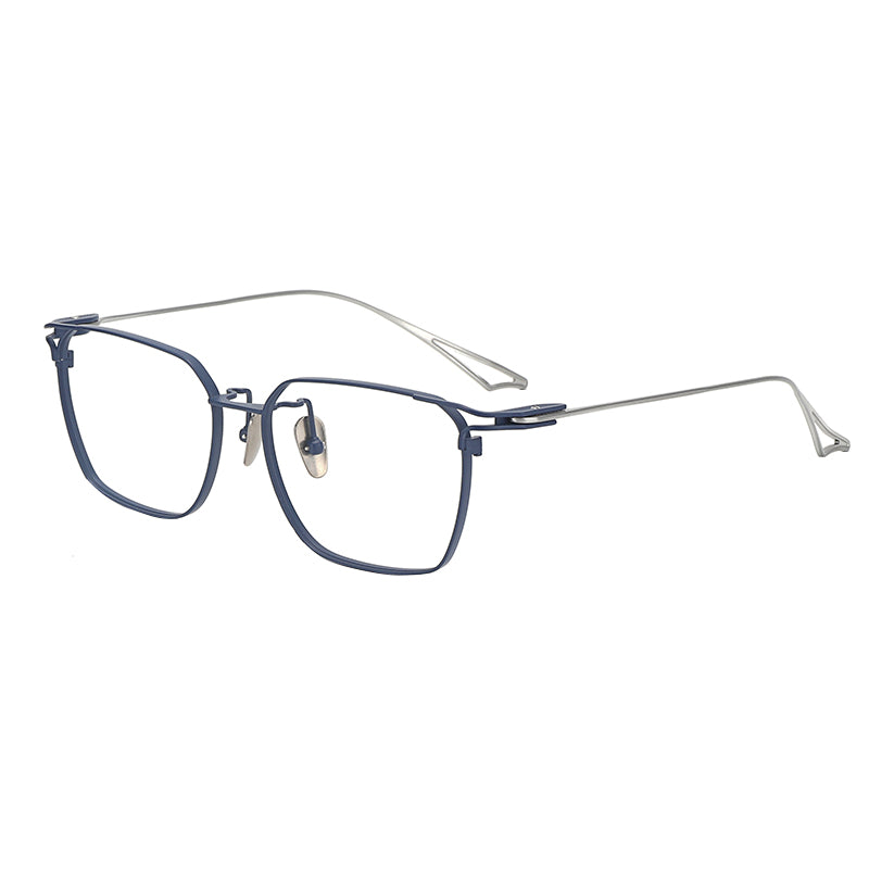 
Montura de gafas vintage cuadradas de titanio con aros completos finos y varillas delgadas - Imagen 10