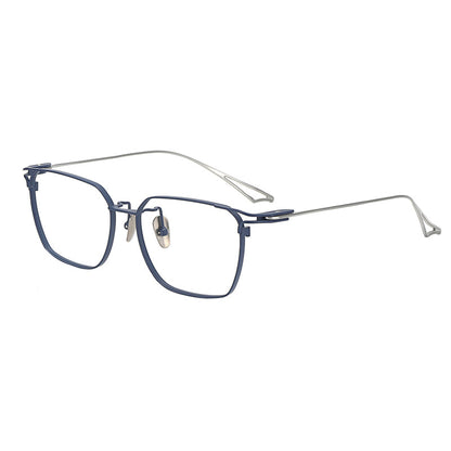 
Montura de gafas vintage cuadradas de titanio con aros completos finos y varillas delgadas - Imagen 10