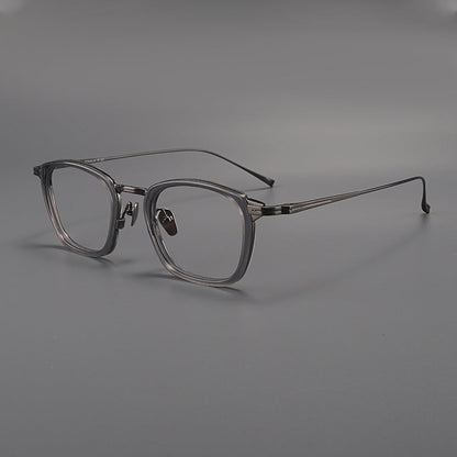 
Monturas de gafas rectangulares de titanio con esquinas redondeadas y patillas de metal delgadas - Imagen 5