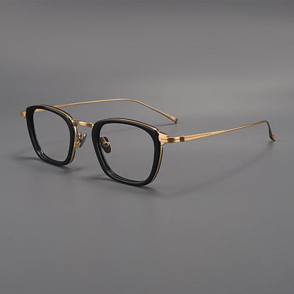 
Monturas de gafas rectangulares de titanio con esquinas redondeadas y patillas de metal delgadas - Imagen 6