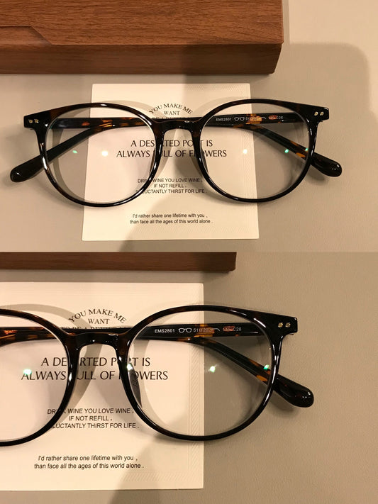 Monturas de gafas redondas retro con puente de cerradura, en carey o negro