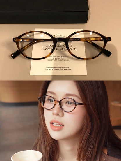 
Montura de gafas ovalada ancha con bordes gruesos, carey - Imagen 3