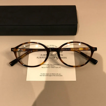 
Montura de gafas ovalada ancha con bordes gruesos, carey - Imagen 4