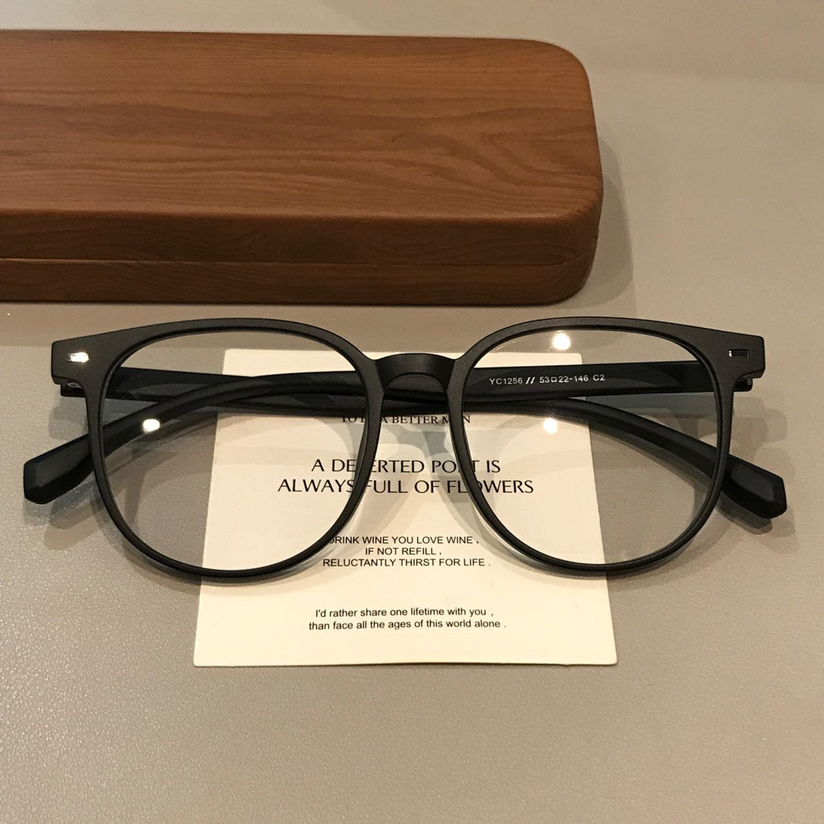 
Montura de gafas cuadrada extragrande con frente ancho, negro mate - Imagen 2