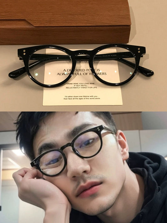 Monturas de gafas ovaladas compactas con aros gruesos, negro o carey