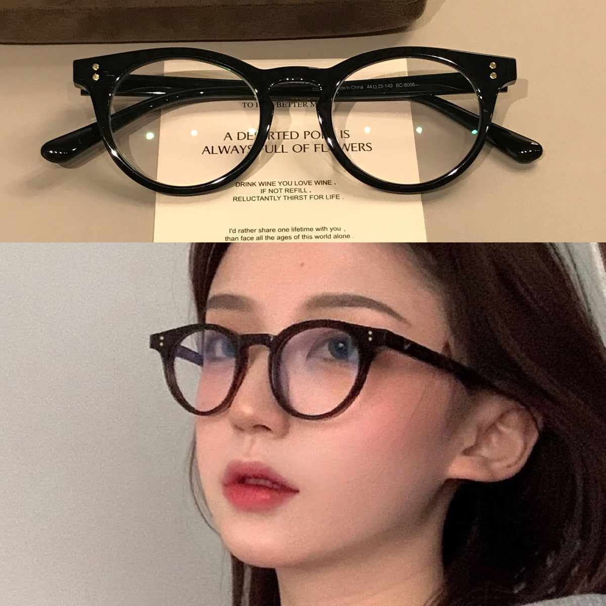 
Monturas de gafas ovaladas compactas con aros gruesos, negro o carey