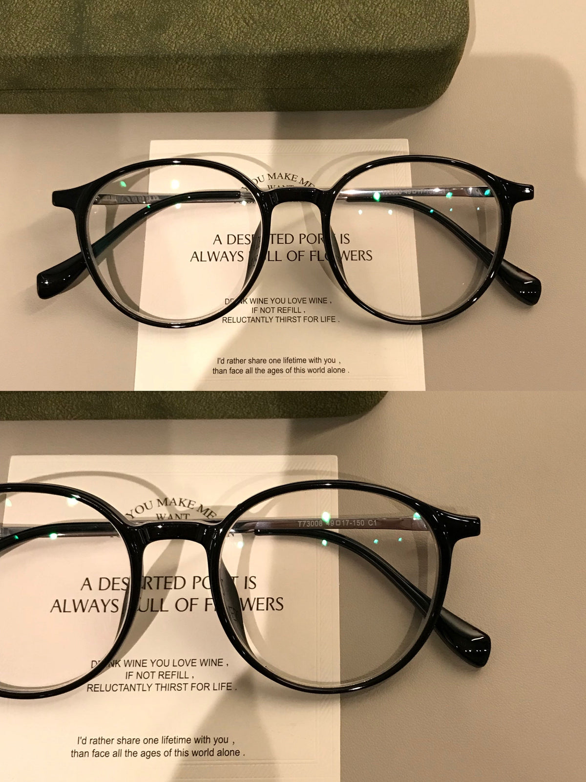 
Monturas de gafas redondas con puente tipo cerradura, negro o marrón té transparente - Imagen 2