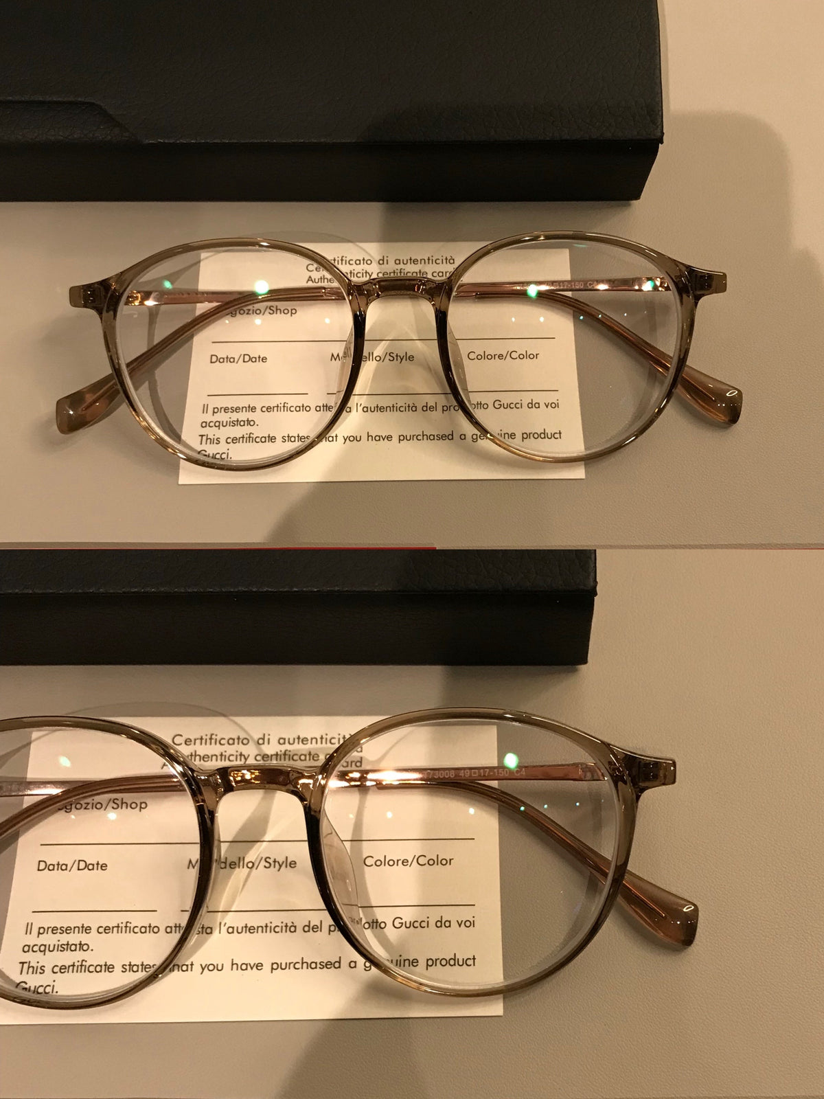 
Monturas de gafas redondas con puente tipo cerradura, negro o marrón té transparente