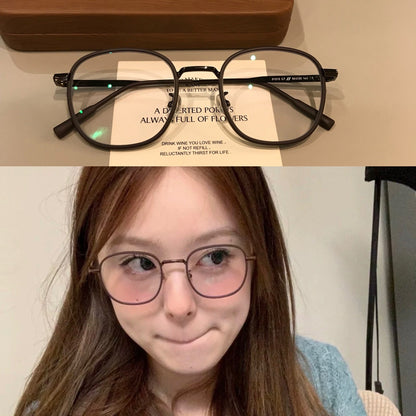 
Montura de gafas redonda con acabado mate y varillas delgadas, marrón moca - Imagen 2