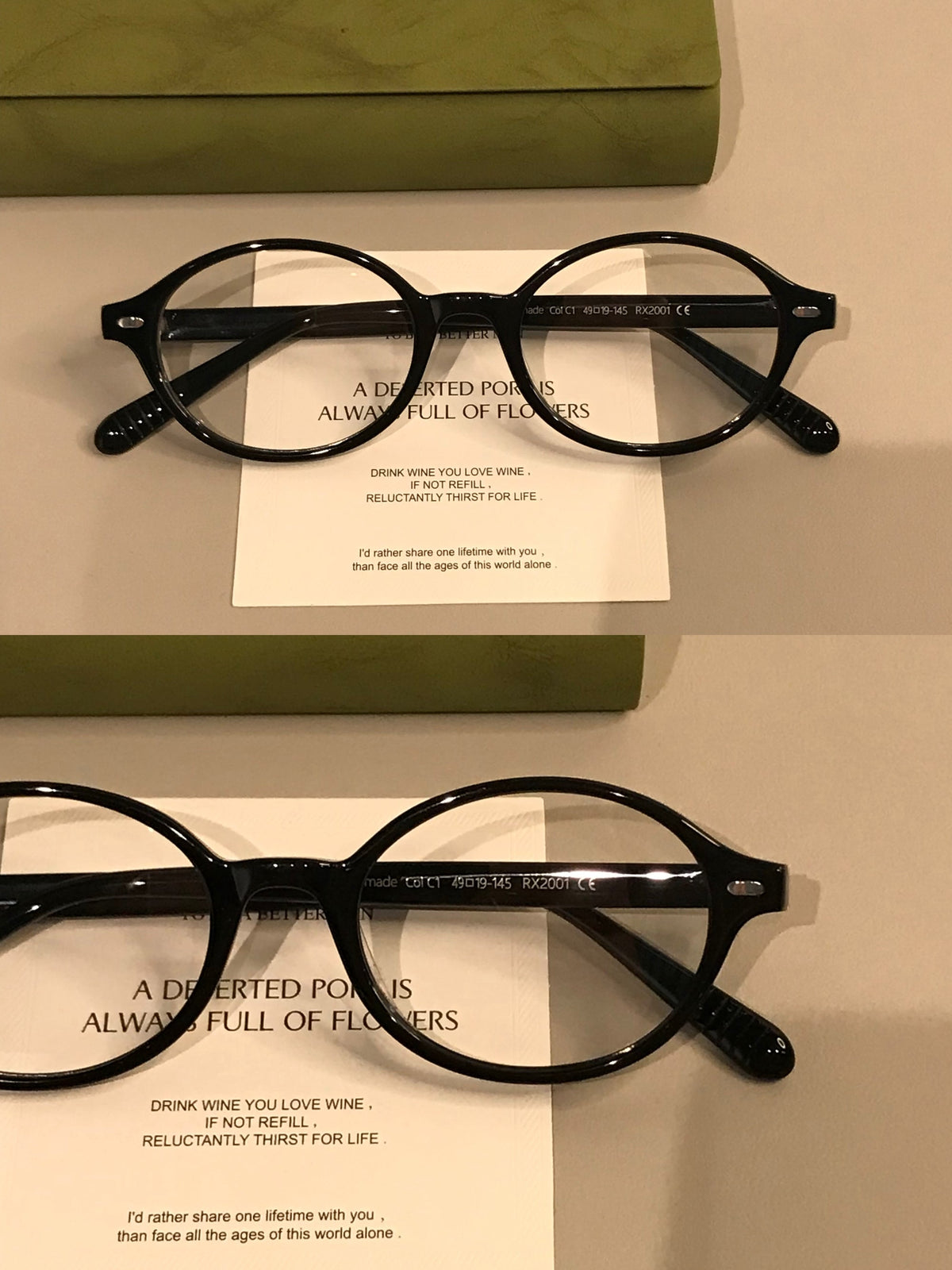 
Monturas de gafas ovaladas retro con frente de perfil bajo, en negro o carey