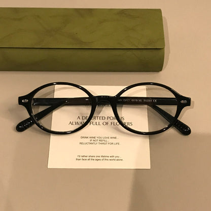 
Monturas de gafas ovaladas retro con frente de perfil bajo, en negro o carey