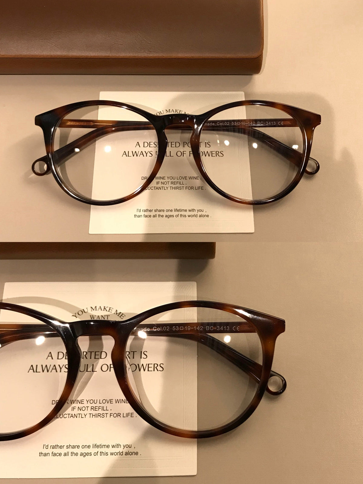 
Monturas de gafas cuadradas redondeadas con varillas decorativas, cuatro colores de montura