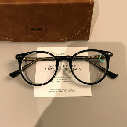 
Monturas de gafas redondas con detalles de remaches, color ámbar marrón y más colores - Imagen 12