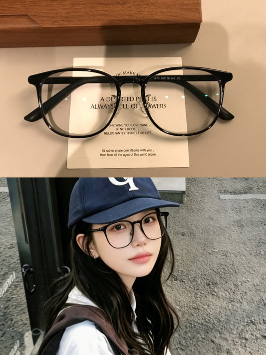 Monturas de gafas redondas y compactas con detalles en las esquinas, negro, marrón café o carey