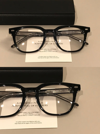 
Montura de gafas rectangular de  borde grueso para hombre, negra - Imagen 4