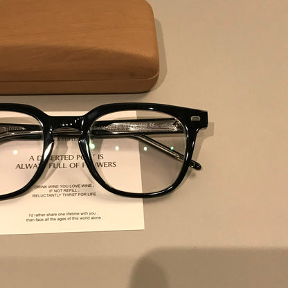 
Montura de gafas rectangular de  borde grueso para hombre, negra - Imagen 6