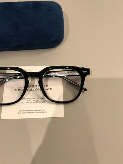 
Montura de gafas rectangular de  borde grueso para hombre, negra - Imagen 9