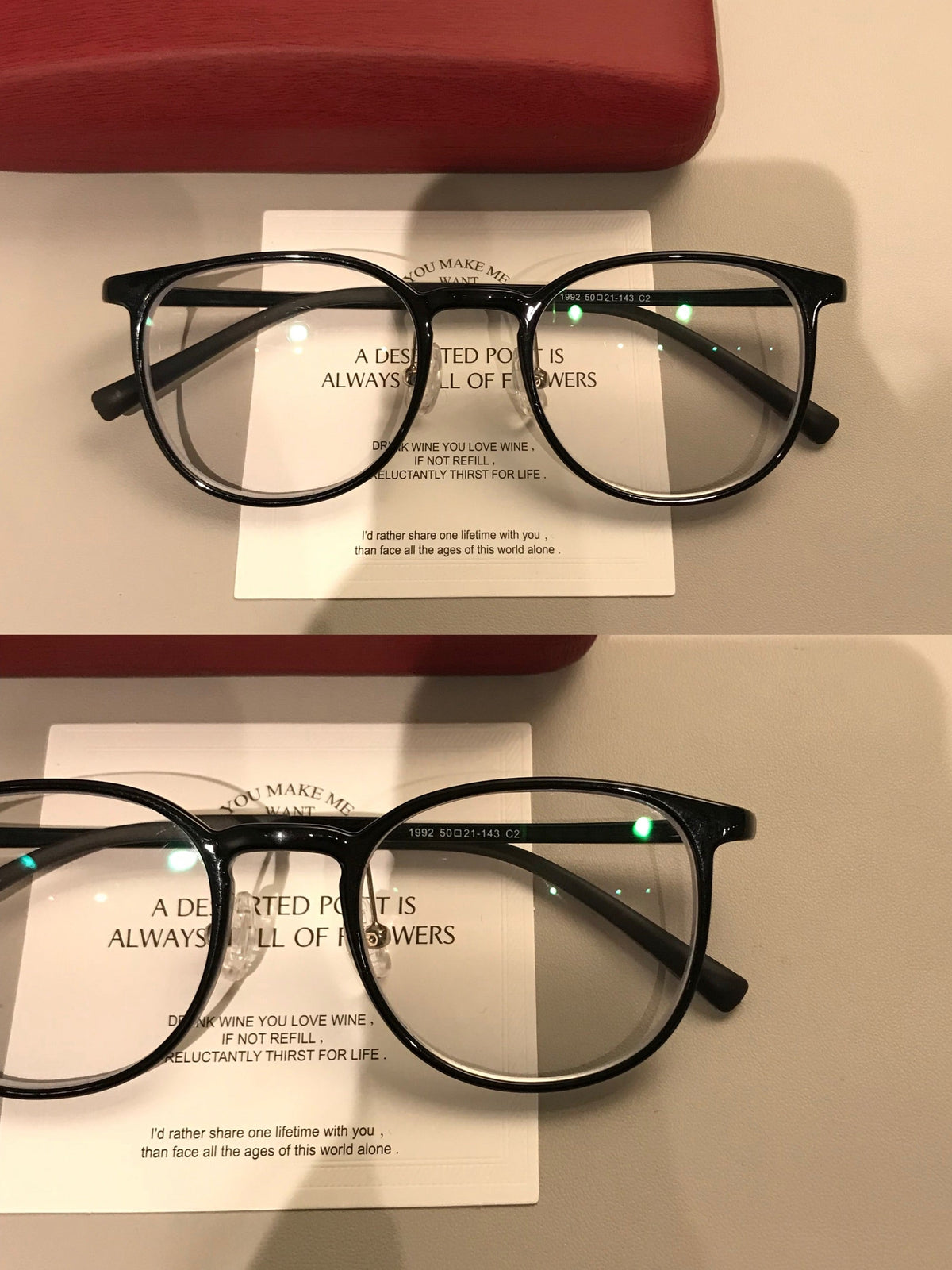 
Monturas de gafas cuadradas con bordes finos y puente curvo, negras