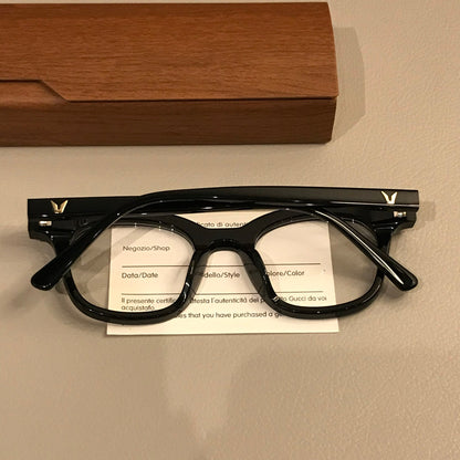 
Montura de gafas rectangular retro con remaches en las esquinas, carey - Imagen 7