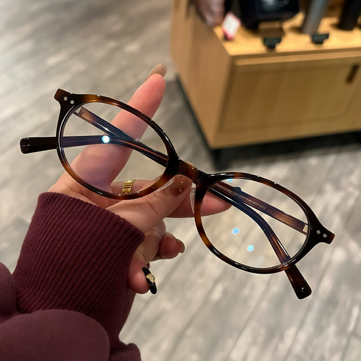 
Monturas de gafas retro cuadradas redondeadas con bordes anchos, carey - Imagen 6