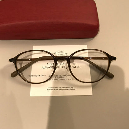
Monturas de gafas redondas con varillas anchas y remaches en las esquinas, negro, carey o marrón caramelo - Imagen 6