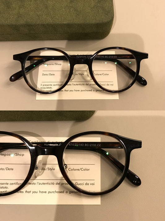 Monturas de gafas redondas compactas estilo Boston, carey, negro  o marrón té transparente