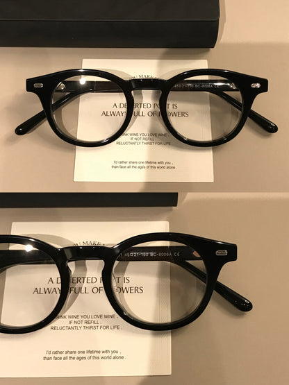 
Montura de gafas redonda retro con borde superior ancho, carey o negro brillante - Imagen 4
