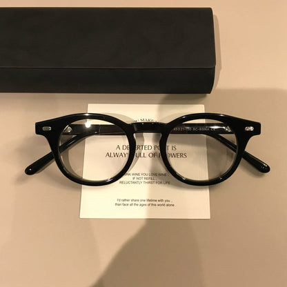 
Montura de gafas redonda retro con borde superior ancho, carey o negro brillante - Imagen 11