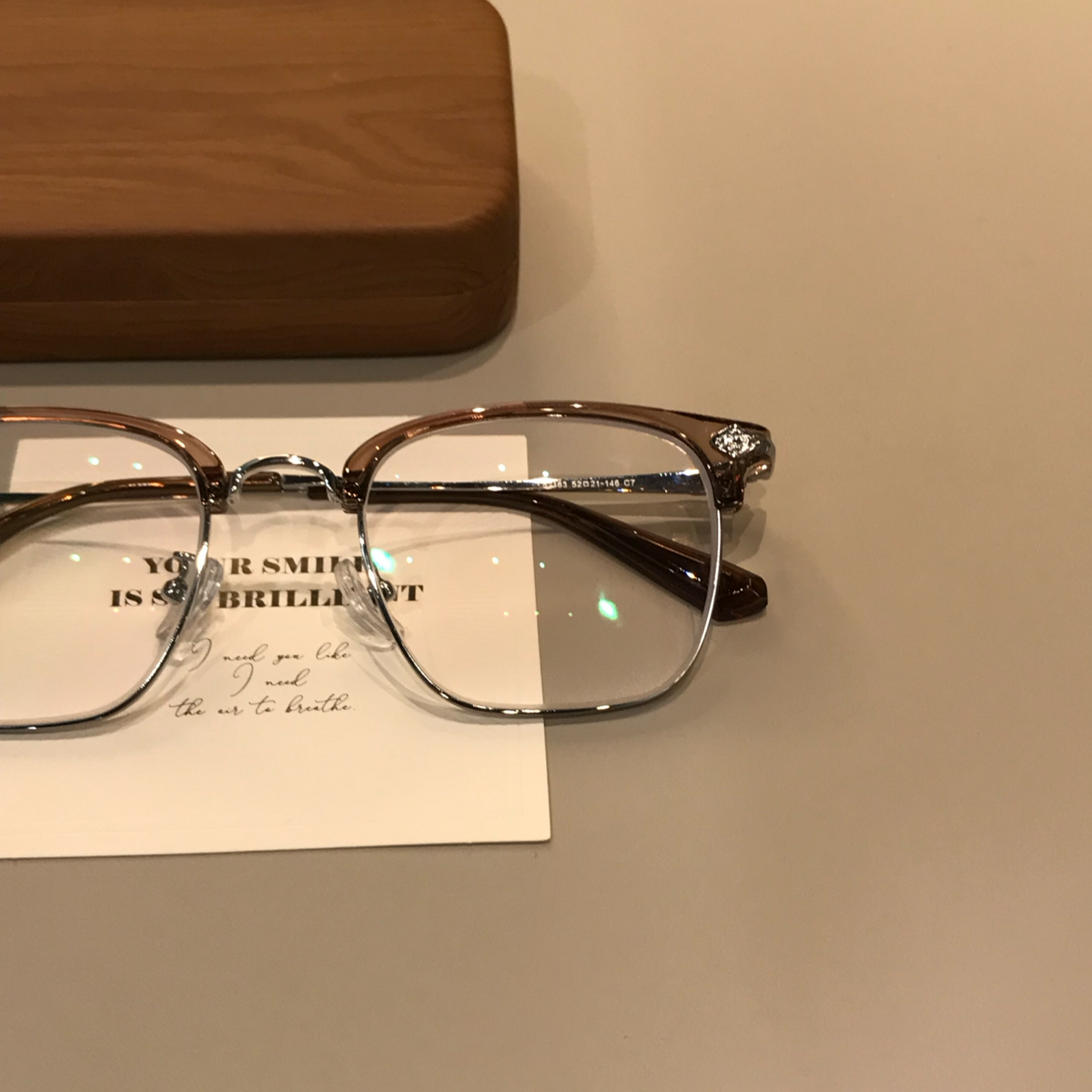 
Monturas de gafas Browline para hombre con frente rectangular, negro/plateado o marrón té frío - Imagen 6